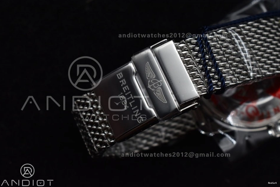 SS II White SuperOcean Blue Ceramic Bezel 42mm on SS Mesh A2824 Dial BLSF Bracelet Heritage 1115